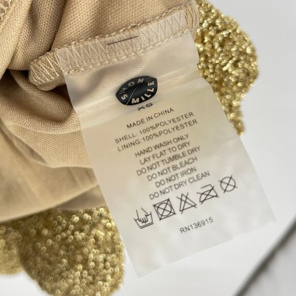 SIMON MILLER | NWT Beep Beep Mini Dress in Star Gold Lurex Crochet XS - Picture 12 of 13